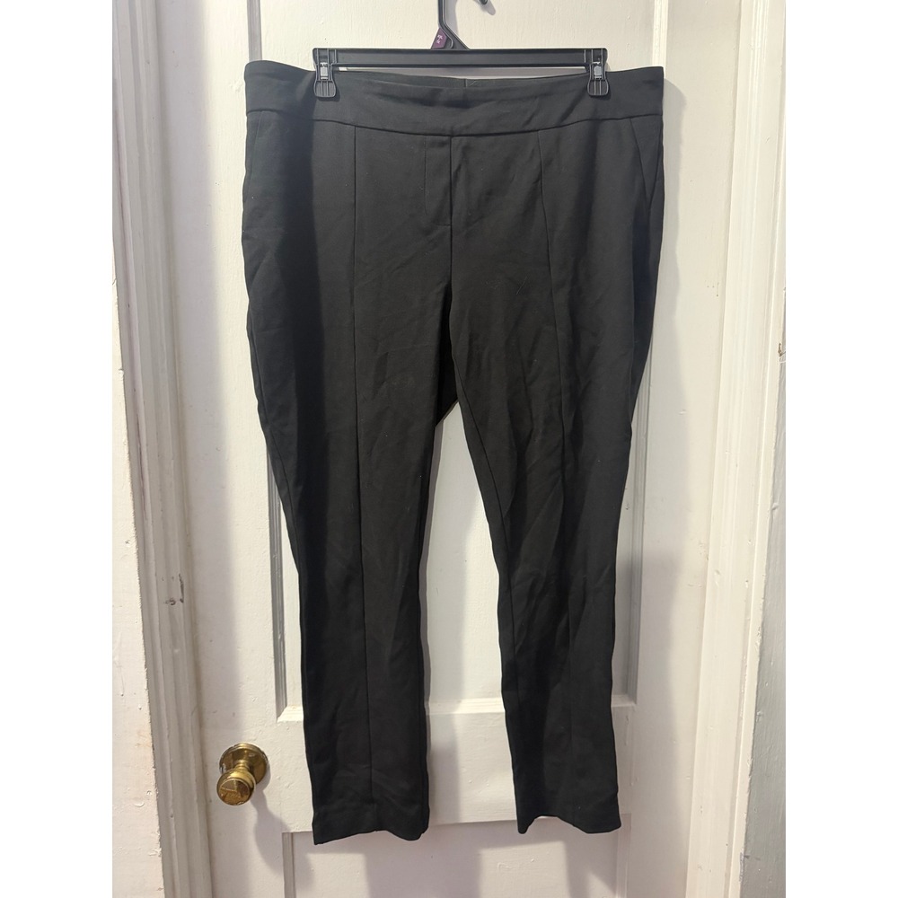 Hilary Radley Black Dress Pants 2X Plus Size Stretch Trousers Front Seam Detail